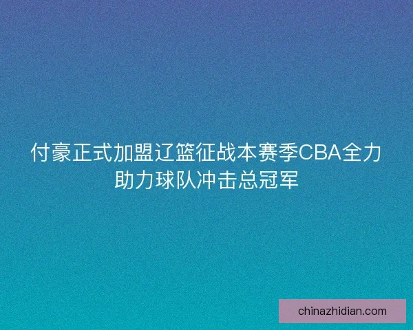 付豪正式加盟辽篮征战本赛季CBA全力助力球队冲击总冠军