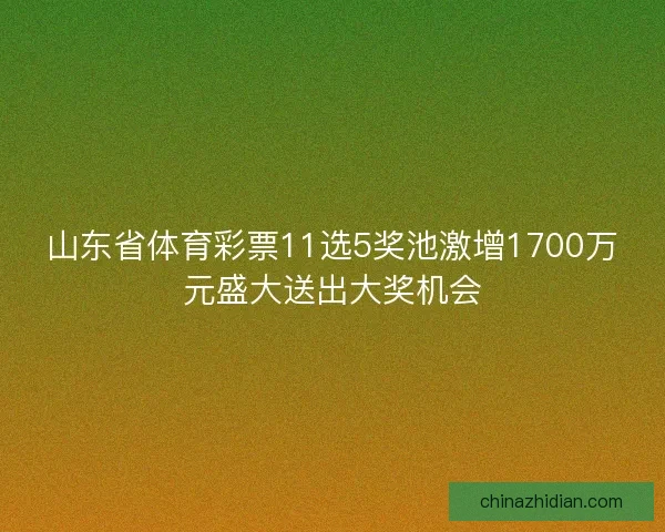 山东省体育彩票11选5奖池激增1700万元盛大送出大奖机会